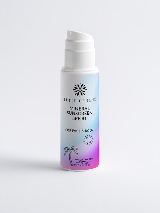 PETIT CROCHE Минерален слънцезащитен крем SPF30 за лице и тяло, без оцветител